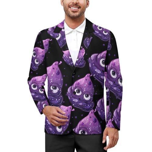 Purple Galaxy Poop Mens Casual Blazer Button Suit Jacket Lightweight Sport Coat for Work Business