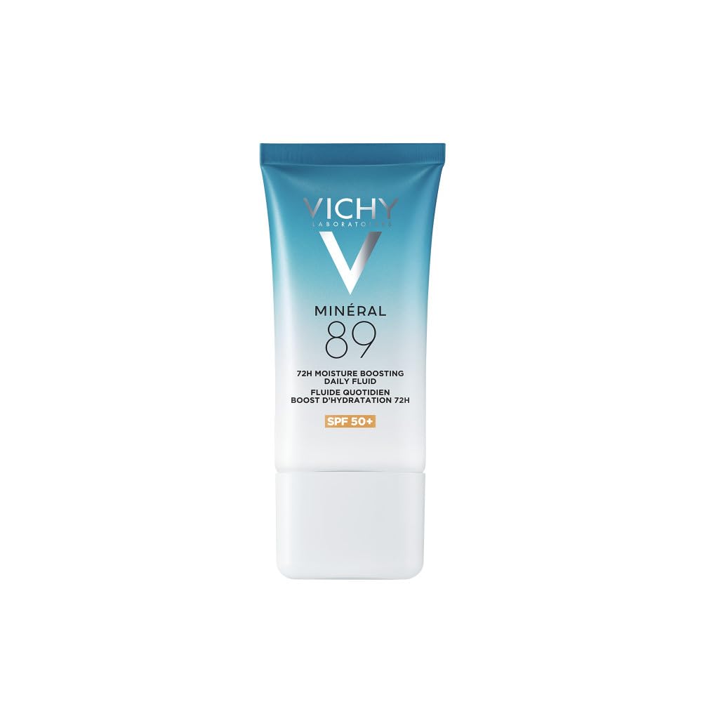 Vichy - Minéral 89 - Fluide Quotidien Boost Hydratation 72H - Soin de Jour à base d'Eléments Hydratants et Acide Hyaluronique - Protection Solaire SPF 50 - Efficacité Prouvée Cliniquement