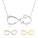 Collier Prenom Personnalisé Infini, Collier Argent 925 Femme, Collier De Nom De Famille avec 2, 3, Noms, Coeur Colliers Femme, Cadeau Personnalisé