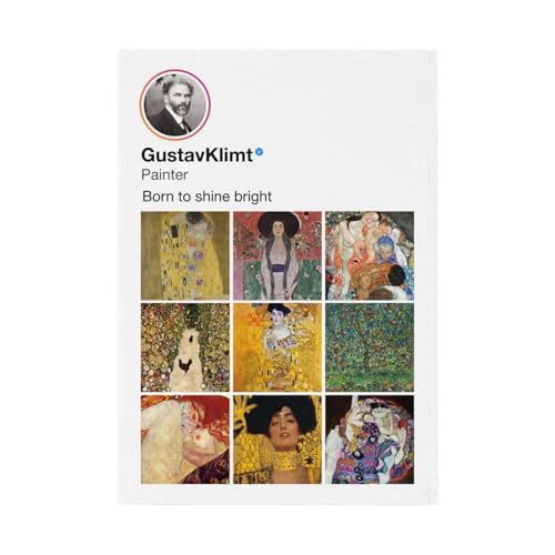 Fabulous Torchon de Cuisine et Essuie-Mains - Gustav Klimt Réseaux Sociaux Peinture Peintre - Linge Décoratif Absorbant Tissage Panama Format 36x50 cm...