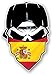 Gothic Biker Totenkopf mit Bandana & Spanien Spanische Flagge Vinyl Autosticker Aufkleber 85x125mm