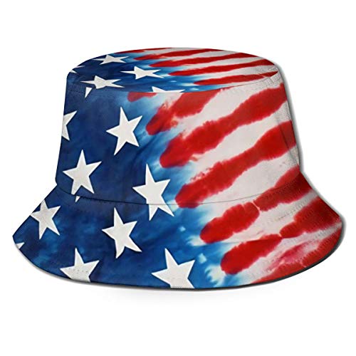 American Flag Tie Dye Bucket Hat For Women Men Fisherman Hat Packable Sun Cap For Beach Travel #TOP3