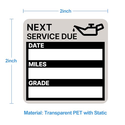Image of for Oil Change Sticker Static Cling, Clear Stickers 120 Pcs 2 inchx 2 inch Next Service Due Sticker for Windshield, Easy to Peel with No Residue for Car Auto Vehicle Window (Grey)