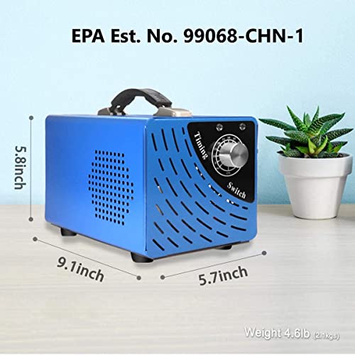 Commercial 10,000Mg Ozone Generator, Elementa Mini Ozoner Air Purifier Ionizer O3 Machine For Deodorization Sterilizer, Rv/Basement/Bathroom/Car/Pet's Room/Refrigerator Odor Remove Ozonator (Blue) #TOP3