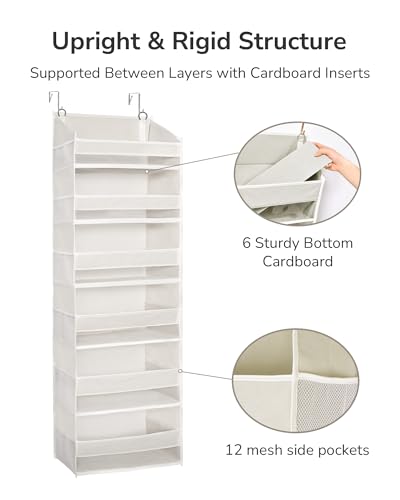 ULG Over The Door Organizer with 6 Large Pockets 12 Side Pockets, 50lbs Weight Capacity Door Hanging Organizer for Bedroom, Bathroom, Pantry, Nursery Storage, Beige - image 6
