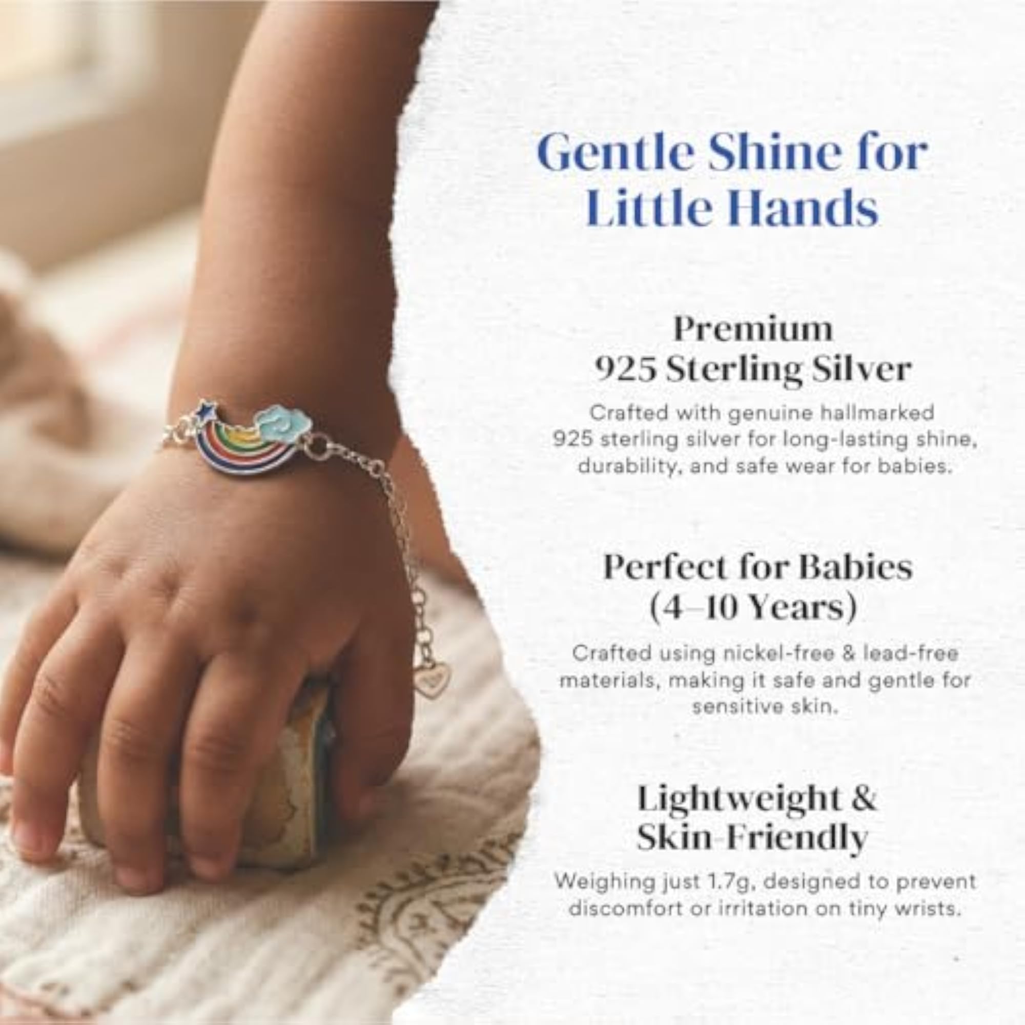 Stylish 925 Hallmark Unisex Sterling Silver Bracelet with Rainbow Charm