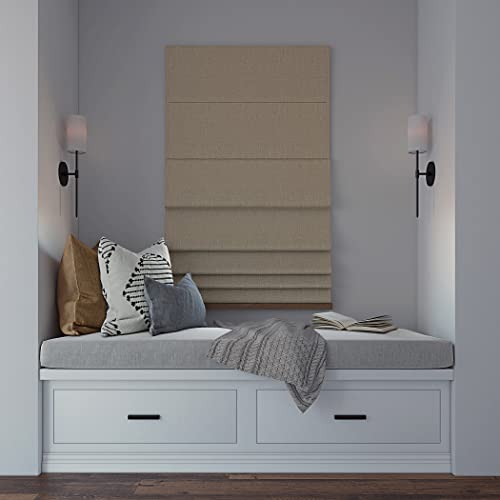 Sun Zero Preble Textured Total Blackout Cordless Roman Shade, 33" x 64", Beige