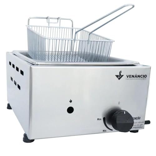 Fritador Gás Óleo Inox 1 Cuba 5 L Fritadeira Sfg112 Venâncio