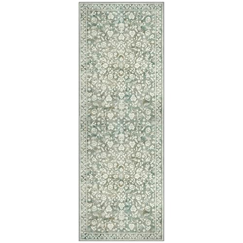 SILOLOOM Vintage 2x7 Runner Rug, Sage Green Beige Washable Runners for hallways, Super Soft Kitchen Runner Rug Non Slip, Print Faux Wool Floral Thin Carpet Runner for Entryway Indoor Bedside Runner - Cosy Home Interiors SILOLOOM Vintage 2x7 Runner Rug, Sage Green Beige Washable Runners for hallways, Super Soft Kitchen Runner Rug Non Slip, Print Faux Wool Floral Thin Carpet Runner for Entryway Indoor Bedside Runner - Image 8