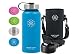 Smart Flask Stainless Steel Water Bottle, Available in 4 Colors, 32 Oz., Wide Mouth, Vacuum Insulated, Includes Carrying Pouch with Clip and Shoulder Strap, Leakproof Metal Lid, and Flip Top Lid, Blue