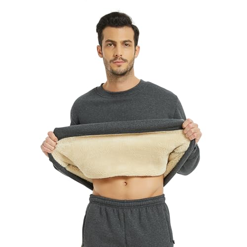 Men's Big and Tall Sherpa Sweatshirts Fleece Pullover Plus Size Tops Crewneck Xl-9Xl Winter Jumper