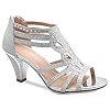 Olivia K Women’s Open Toe Strappy Rhinestone Dress Sandal Low Heel Wedding Shoes White Glitter – adorable, comfortable