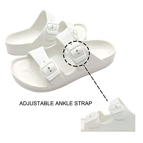 Luffymomo Adjustable Slip On Eva Double Buckle Slides For Womens(9 M Us White) #TOP5