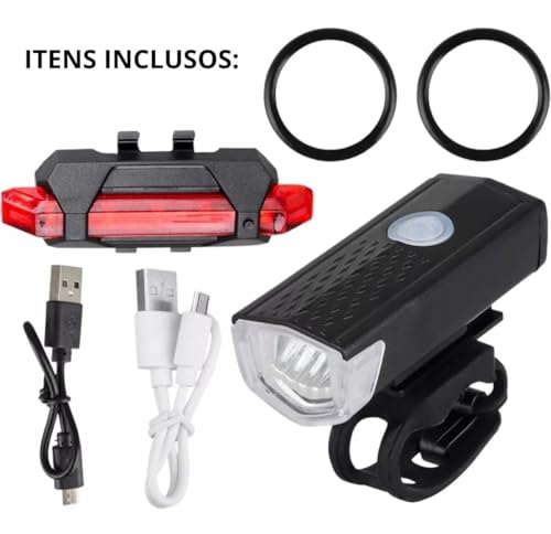 COEMA Kit de luzes de bicicleta recarregável, conjunto de farol e lanterna traseira, impermeável, vá