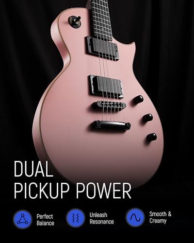 Fesley 39" LP Electric Guitar Kit: Full Size Solid Body Electric Guitars for Beginners with Humbucker Pickups, Poplar Body, Mahogany Neck,22 Frets,6 String Guitar with Gig Bag,Cable,FLP350,Matte,Pink - Thumbnail 4
