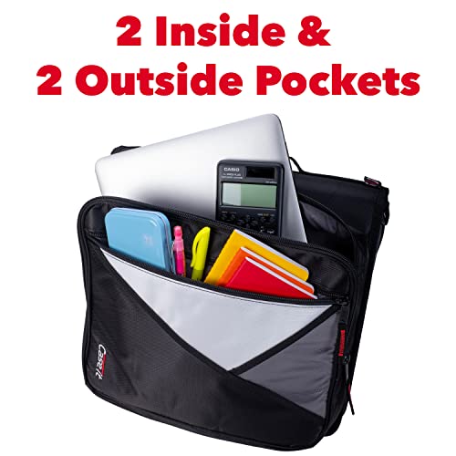 Image of Case-it The Universal Zipper Binder - 2 Inch O-Rings - Padded Pocket Holds up to 13 Inch Laptop /Tablet - Multiple Pockets - 400 Page Capacity - Comes with Shoulder Strap - Mint Blue LT-007 (6 Pack)