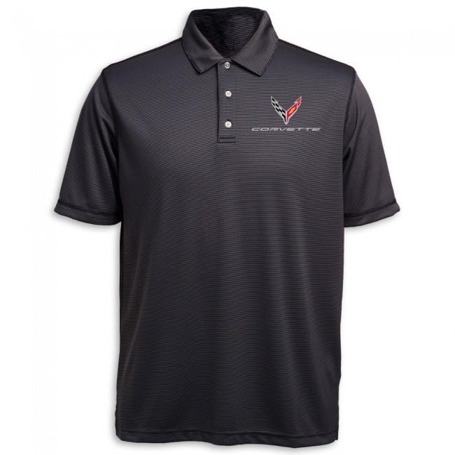 C8 Corvette Two-Tone Embroidered Polo - Officially Licensed Chevrolet Collared Shirt