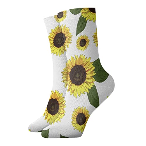 IUBBKI Calcetines cortos para adultos, 30 cm, sin costuras, diseño floral, girasol, unisex, calcetines deportivos, calcetines deportivos para hombre y mujer, correr, fitness, uso diario, Como se