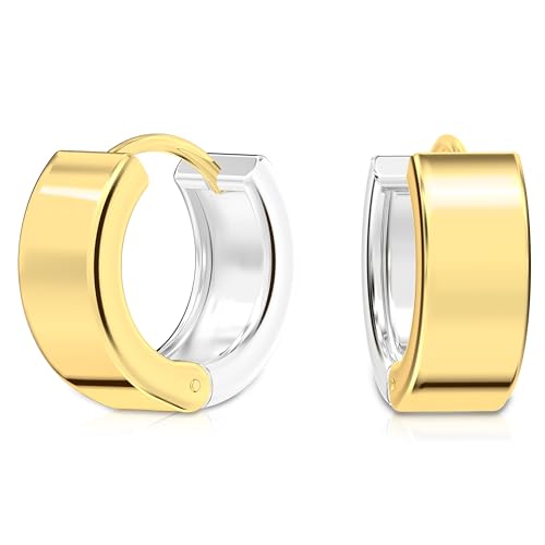 LeCalla 925 Sterling Silver Huggie Earring Hoops for Men Women & Teens | Small Round Chunky Huggie Hoop Earrings4