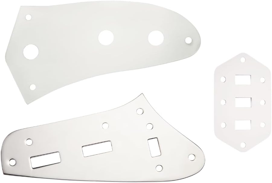 Dopro Guitar Control Plate Kit Upper Control Plate Lower Control Plate and Pickup Selector Switch Plate for Jaguar Guitars Chrome