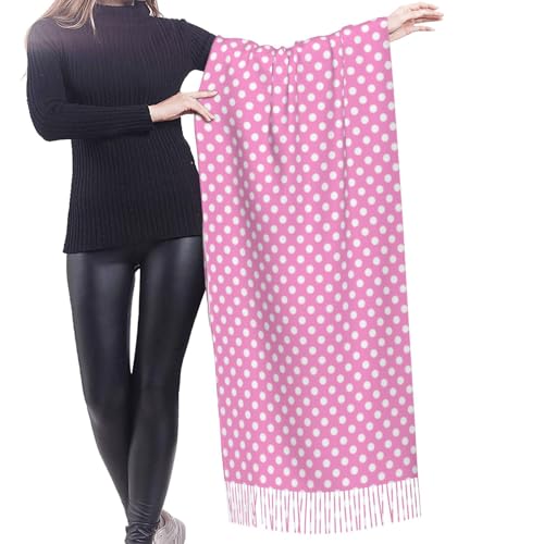 vintage polka dots pink Pashmina Shawls Scarf Wraps for Women, Fall Winter Large Blanket Scarf Fashion Scarves4