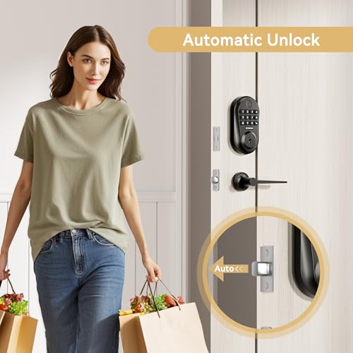 IRONZON Keyless Entry Door Lock Deadbolt with Handles Set Fingerprint Smart Door Lock with Keypad, Digital Auto-Locking Deadbolt, Electronic Entry Lock for Front Door image 4