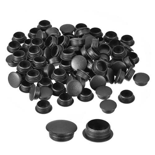 Image of uxcell 200Pcs Screw Hole Plugs, 12mm(15 /32 inch) Dia Plastic Snap in Locking Hole Covers Flush Type Caps for Furniture Cabinet Cupboard, Black