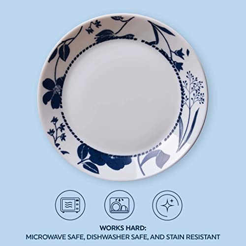 Corelle Everyday Expressions 7.5" 4-Pc Salad Plates Set, Service for 4, High-Edged Salad Plates Glass Lunch Plate Set, Microwave and Dishwasher Safe, Azure Medallion - Image 4