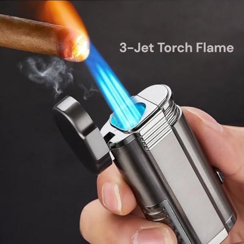 Encendedor triple llama de llama ajustable y recargable miniatura 4