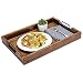 Rustic Torched Wood 20-Inch Serving Tray with Modern Black Metal Handles