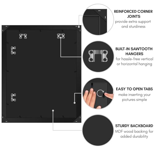 Americanflat 16x20 Picture Frame with Polished Plexiglass - Black Picture Frame - Wide Photo Frames Made of Engineered Wood for Vertical or Horizontal Wall Display - Epic Collection - Black - Thumbnail 5