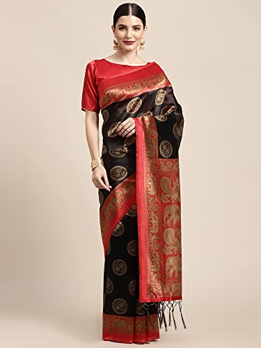 Image of AKHILAM Women's Printed Art Silk Tassels and Latkans Saree With Unstitched Blouse Piece (FF0APHALSP100A Parent)