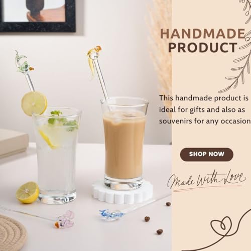 Image of Multi-Coloured 4 Piece Animals Shaped - Glass Drink Mixing Stirrer, Drink Mixer, Cocktail Accessories, Swizzle Stick Bar Stir Sticks, Reusable Coffee Stick, Parties & Gifts