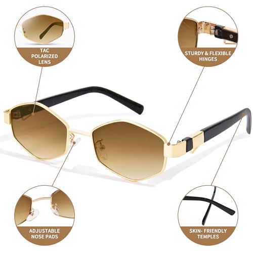 Polarized Retro Hexagon Sunglasses for Women Trendy Metal TAC Sun Glasses Vintage Shades UV400 Protection4