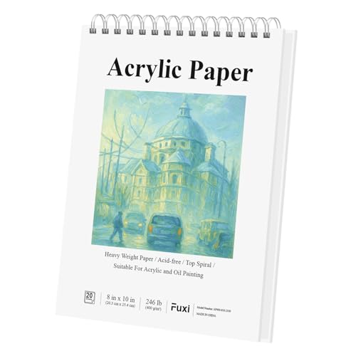 Fuxi 8x10 Sketchbook for Acrylic Paint, 246 lb/ 400gsm Thick Paper for Painting, 20 Sheets(40page)...