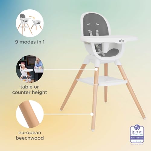 Image of Joie Chai Multi-Mode Highchair - European Beech Wood, Convertible, 9+ Modes, Birth up to 60 lb. (Shadow)