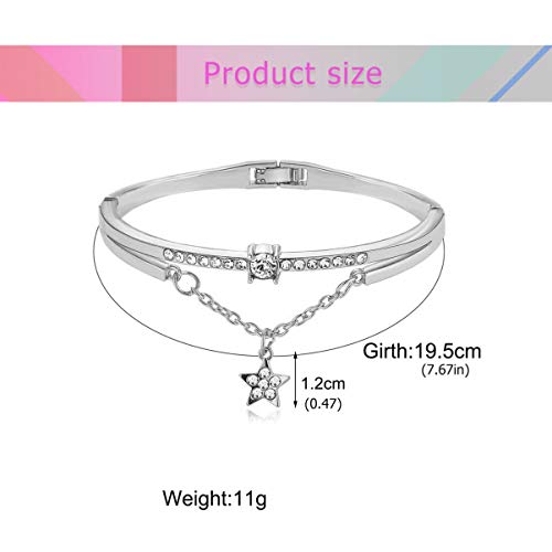 Holibanna Pulseira feminina com estrela de cristal e strass, pulseira de mão corrente de presente pa