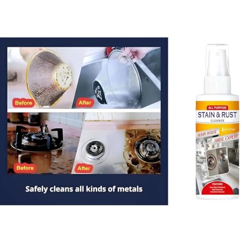 Image of Multipurpose Stain & Rust Remover Spray for Iron, Steel, Metal, Rust Stains Cleaning for Kitchen, Bathroom, Household Cleaner to Loosen Stuck & Rust Parts (200ml, Pack of 1)