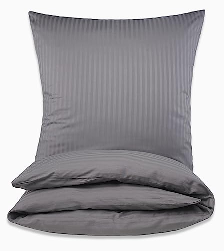 MALIKA® Damast Hotelbettwäsche | Satin Bettwäsche 135x200 mit 80x80 Kissenbezug | Bettwäsche mit Baumwolle für EIN besonders wohliges Hautgefühl, Farbe:Grau Reißverschluss, Größe:135x200 + 80x80 MALIKA® Damast Hotelbettwäsche | Satin Bettwäsche 135x200 mit 80x80 Kissenbezug | Bettwäsche mit Baumwolle für EIN besonders wohliges Hautgefühl, Farbe:Grau Reißverschluss, Größe:135x200 + 80x80