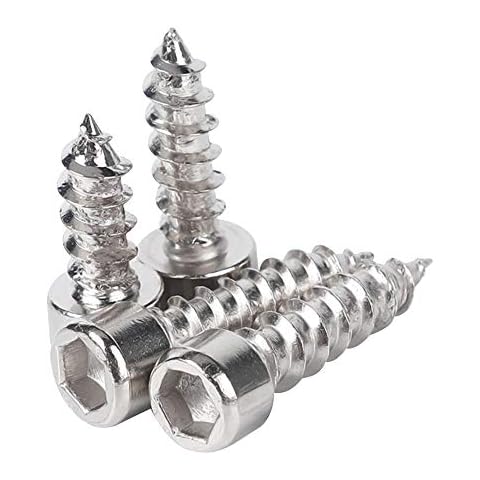 KINDOYO 100 Pieces M2.6 Hexagon Socket Head Self-Tapping Screws - 304 Stainless Steel Socket Cap Screw Thread Allen Machine Screw Hardware Fasteners Hex Head Screws, M2.6 * 6/100 Pieces Cover
