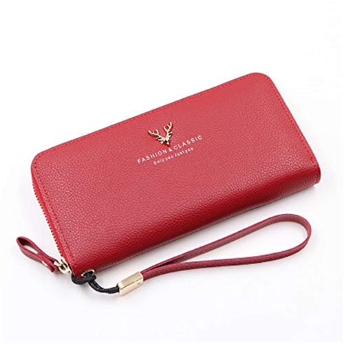 Women's Wallet Zipper Women's Clutch Bag Large Capacity Wallet Multi Card Position Litchi Pattern Handbag(B)