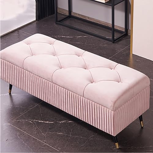 Banc de rangement en velours blanc moderne de 80 cm pour bout de lit