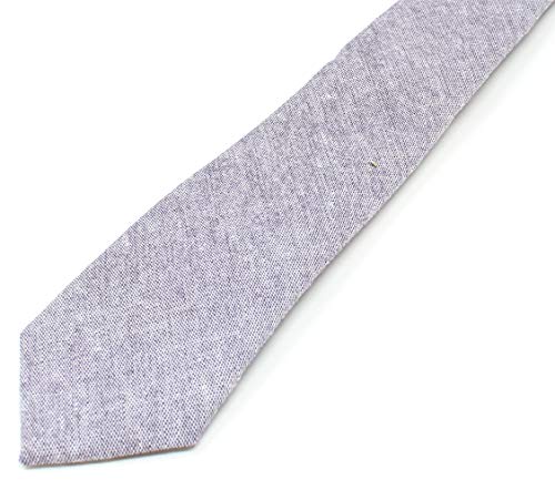 Image of Men's Chambray Cotton Skinny Necktie Tie Textured Distressed Style - 2.5 inch Width