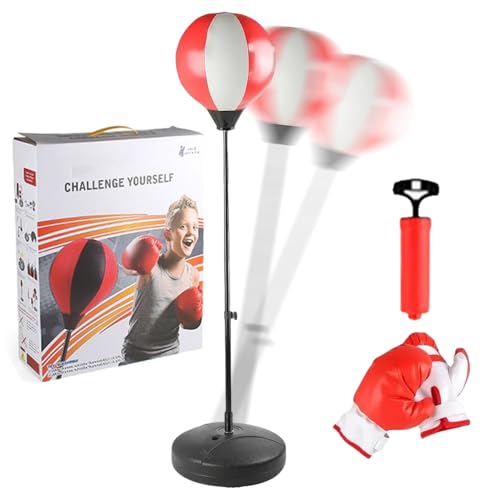 Saco de boxeo con guantes | Juego de saco de boxeo de juguete | Saco de boxeo de altura ajustable | Saco de boxeo para niños | Saco de boxeo para niños con soporte divertido y actividad para aliviar