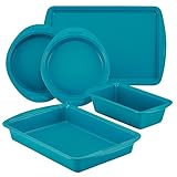 SilverStone Hybrid Ceramic Nonstick Bakeware, Steel Baking Pan Set, 5-Piece, Marine Blue