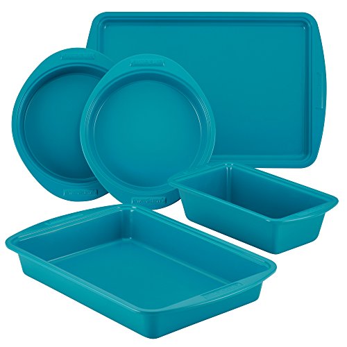SilverStone Hybrid Ceramic Nonstick Bakeware, Steel Baking Pan Set, 5-Piece, Marine Blue