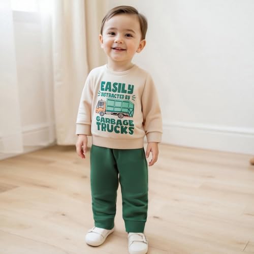 Toddler Baby Boy Garbage Truck Sweatshirt Long Sleeve T-Shirt Pants Set Trash Day Truck Driver Outfit Fall Clothes2