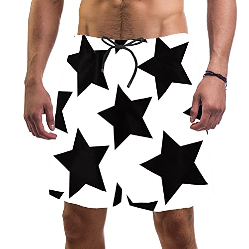 Short de bain homme motif étoiles blanches et noires avec 2 poches L
