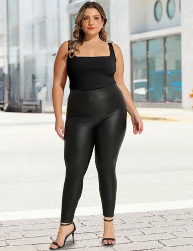 Image of FOREYOND Plus Size Bodysuits for Women Short Sleeves Square Neck Body Suit Tops Casual Basic Slim Fit Shirts Leotards