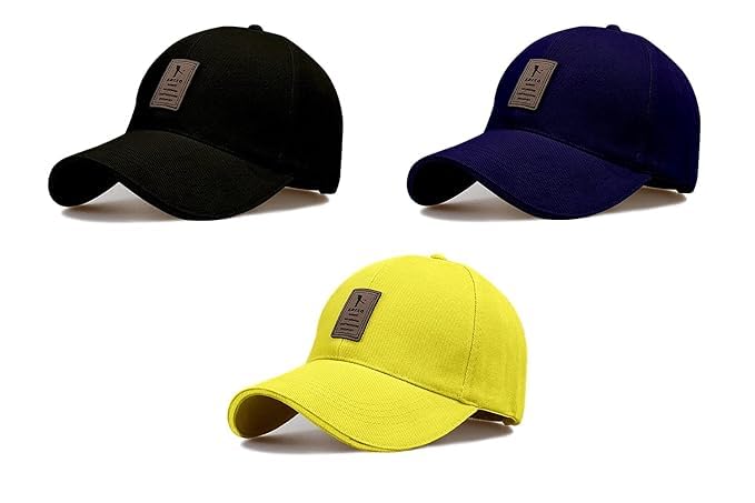 Image of rytoria Combo 3 Pcs Cap for Men and Women Unisex Cotton Caps Adjustable Strap Free Size Summer Sports Cricket Gym Dance